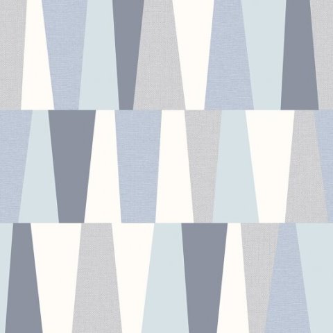 טפט גאומטרי צורות בכחול אפור ולבן
