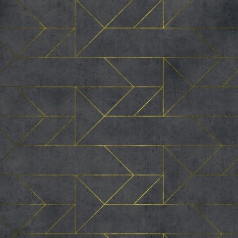 טפט דיגיטלי גאומטרי בצבע שחור חיתוכי זהב