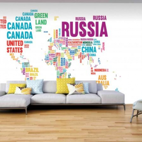 טפט דיגיטלי מפה עם שמות מדינות