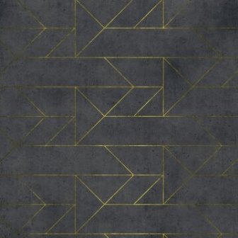 טפט דיגיטלי גאומטרי בצבע שחור חיתוכי זהב